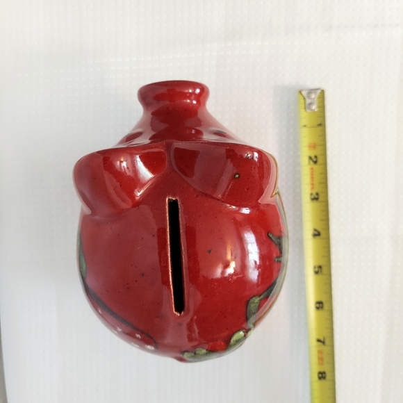 Stoneware Piggy Bank Glazed Mushroom Floral Coin Container Germany - Picture 6 of 8